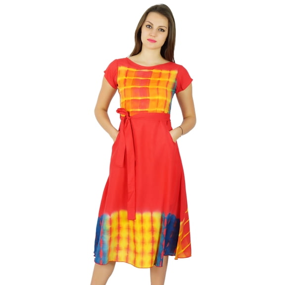Bimba Womens Knee Length Cotton Shift Dress With Pockets Summer Casulal Holiday Wear