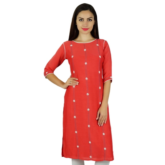 Bimba Womens Kurta Kurti 3/4 Sleeve Hand-Beaded Tunic Blouse Custom Clothing