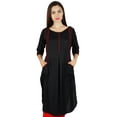 thumbnail image 1 of Bimba Womens Kurta Short Kurti Quarter Sleeves with Pocket Blouse Casual Wear, 1 of 7