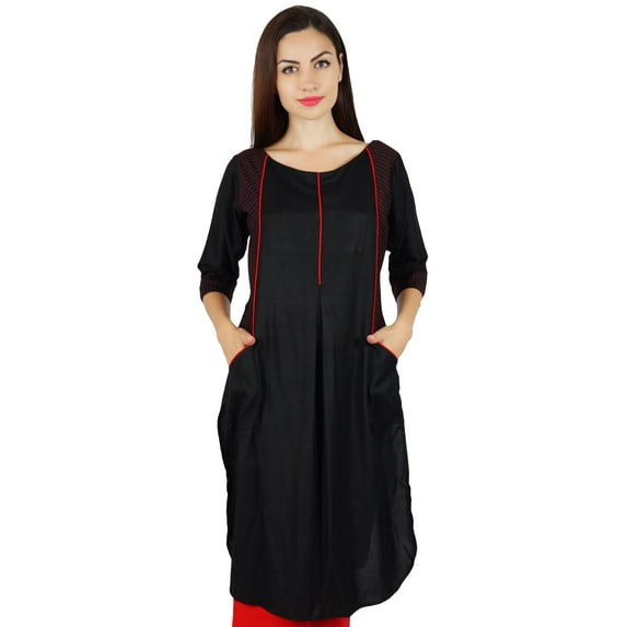 Bimba Womens Kurta Short Kurti Quarter Sleeves with Pocket Blouse Casual Wear