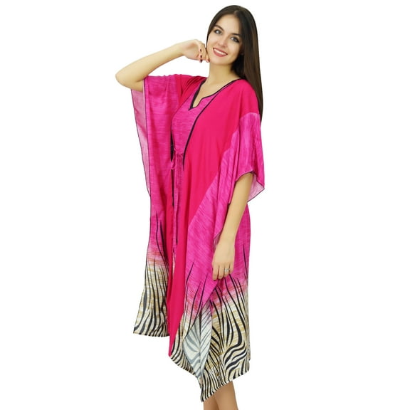 Bimba Womens Latest Kaftan Swimsuit Cover Up Pink Beach Caftan Knee Length Dress