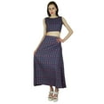 thumbnail image 1 of Bimba Womens Long A-Line Skirt With Crop Top Boho Bohemian Rayon Summer Clothing, 1 of 3