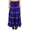 thumbnail image 1 of Bimba Womens Long Flaired Cotton Skirt Boho Maxi Bottoms Elastic Waist Indian Clothing, 1 of 7