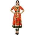 thumbnail image 1 of Bimba Womens Long Maxi Dress Red Designer Kurti Floral Print Kurta, 1 of 7