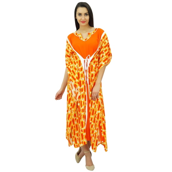 Bimba Womens Long Maxi Kimono Kaftan Designer Rayon Night Caftan Beach Coverup
