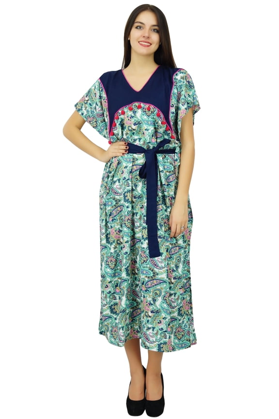 Womens Long Polyester Kaftan With Belt Designer Beach Cover Up Caftan Maxi Dress