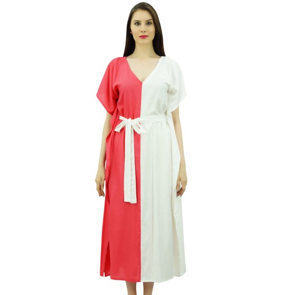 Bimba Womens Long Rayon 2 Colours Kaftan With Belt Designer Beach Cover Up Caftan Maxi Dress