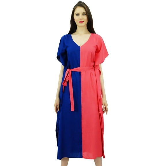 Bimba Womens Long Rayon 2 Colours Kaftan With Belt Designer Beach Cover Up Caftan Maxi Dress