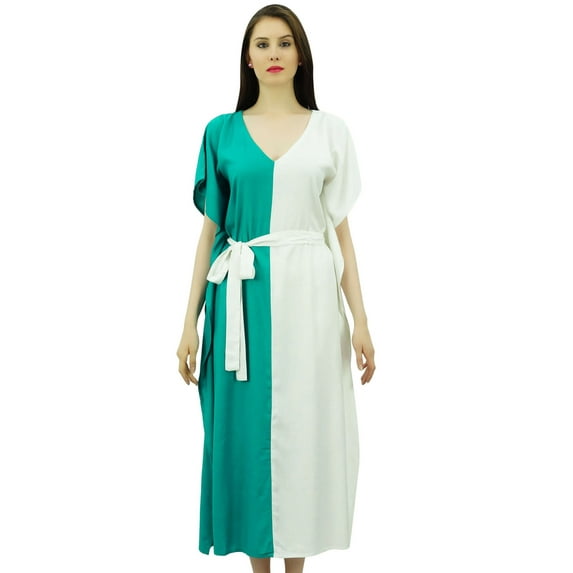 Bimba Womens Long Rayon 2 Colours Kaftan With Belt Designer Beach Cover Up Caftan Maxi Dress
