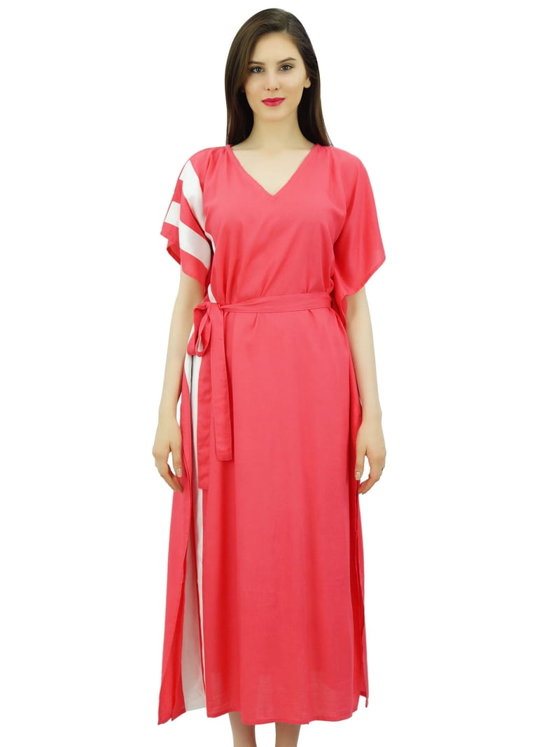 Bimba Womens Long Rayon Side Pannels Kaftan With Belt Designer Cover Up  Caftan Maxi Night Dress - Walmart.com