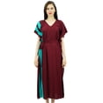 thumbnail image 1 of Bimba Womens Long Rayon Side Pannels Kaftan With Belt Designer Cover Up Caftan Maxi Night Dress, 1 of 9