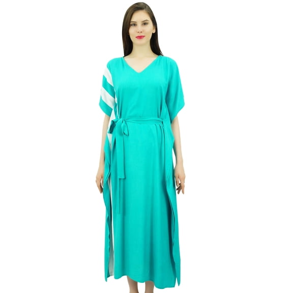 Bimba Womens Long Rayon Side Pannels Kaftan With Belt Designer Cover Up Caftan Maxi Night Dress