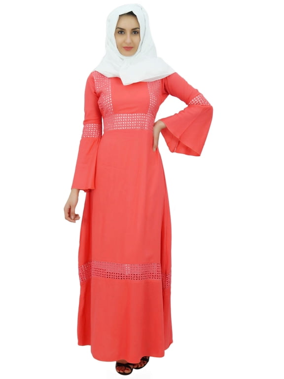Womens Muslim Pashmina Maxi Kimono Sleeve Abaya Dress Jilbab With Hijab