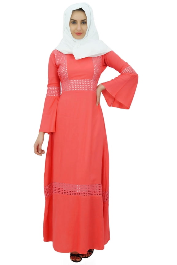 Womens Muslim Pashmina Maxi Kimono Sleeve Abaya Dress Jilbab With Hijab