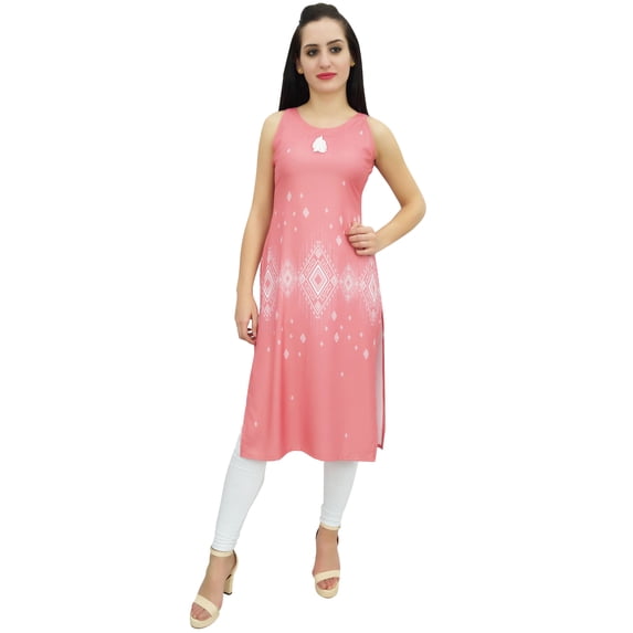 Bimba Womens Peach Moss Georgette Kurti With Tassel Summer Wear Tunic Blouse-4