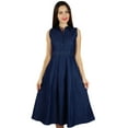 thumbnail image 1 of Bimba Womens Pleated A-line Dress With Pockets Casual Denim Shift Shirt Dress, 1 of 3