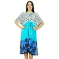thumbnail image 1 of Bimba Womens Printed Drawstring Caftan Home Wear Cover Up Kaftan Night Gown, 1 of 7