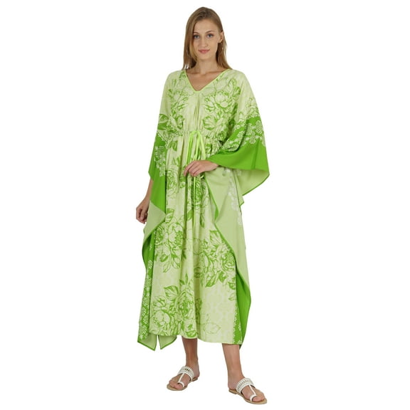 Bimba Womens Printed Rayon Cover-Up Caftan Long Kimono Maxi Dress Side Split Beach Kaftan Dress