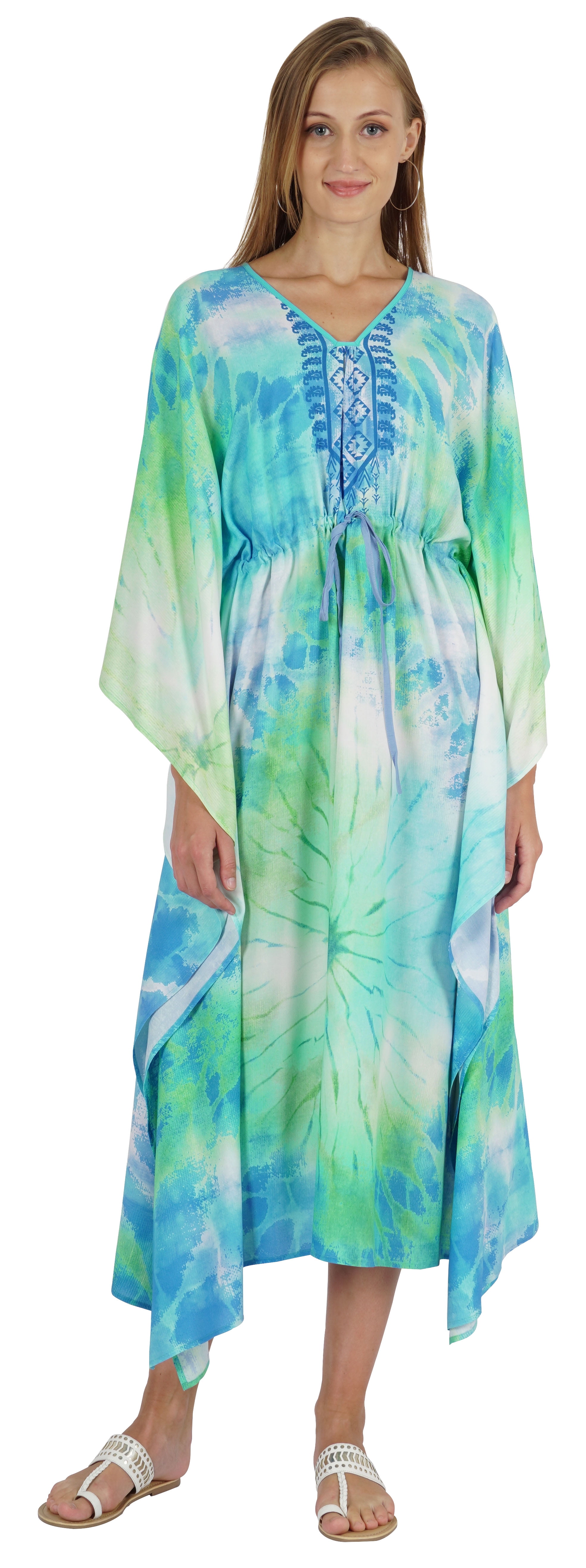 Bimba Floral Beach Kaftan Bikini Cover Up WomenÃ¢â‚¬â„¢s Maxi Dress