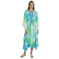 thumbnail image 1 of Bimba Womens Printed Rayon Cover-Up Caftan Long Kimono Maxi Dress Side Split Beach Kaftan Dress, 1 of 1