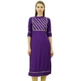 thumbnail image 1 of Bimba Womens Rayon Designer Tunic Lace Detail Yoke Kurtis Top Straight Blouse, 1 of 8