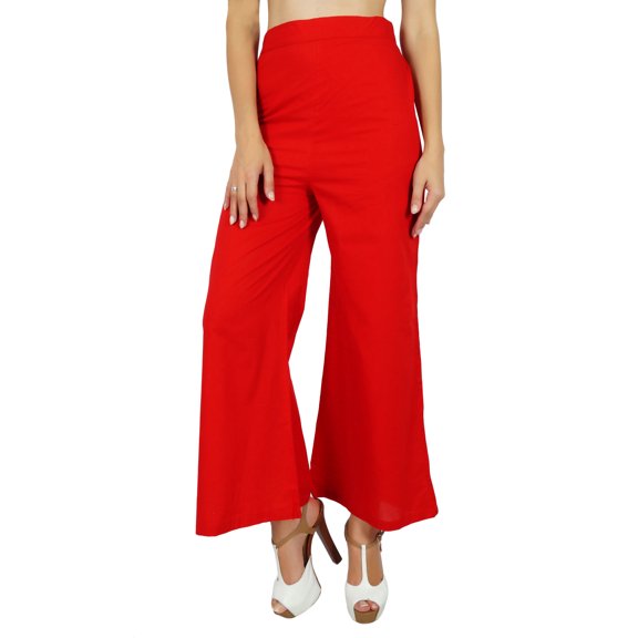 Bimba Womens Rayon Palazzo Pants Back Elastic Waist Full-Length Pajamas