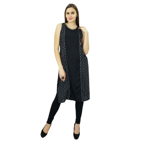 Bimba Womens Rayon Tunic Sleeveless Floral Kurti Indian Ethnic Blouse