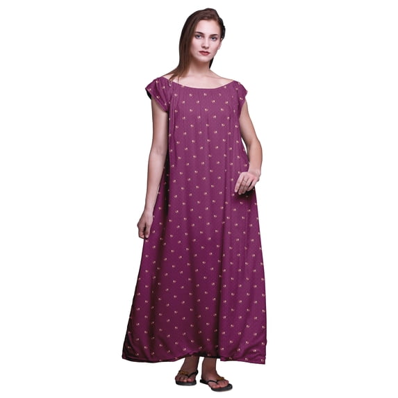 Bimba Womens Sleepwear Printed Short Sleeve Long Nightdress Ladies Nightwear