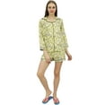thumbnail image 1 of Bimba Yellow Button-Down Shirt With Elastic Waist Short 2 Pcs NightWear Set-18, 1 of 5
