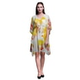 thumbnail image 1 of Bimba Yellow2 Tie-Dye Light Short Caftan Midi Dress Beach Swimwear Cover up Womens Kaftan-4X-5X, 1 of 5