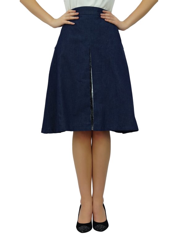 a-line Skirt With Pockets & Lace Deatil With Side Zip Trendy Chic Skirts
