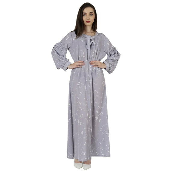 BimbaPrintedAbayawith Designer Sleeves Muslim Prayer Dress Islamic Clothes for Womens