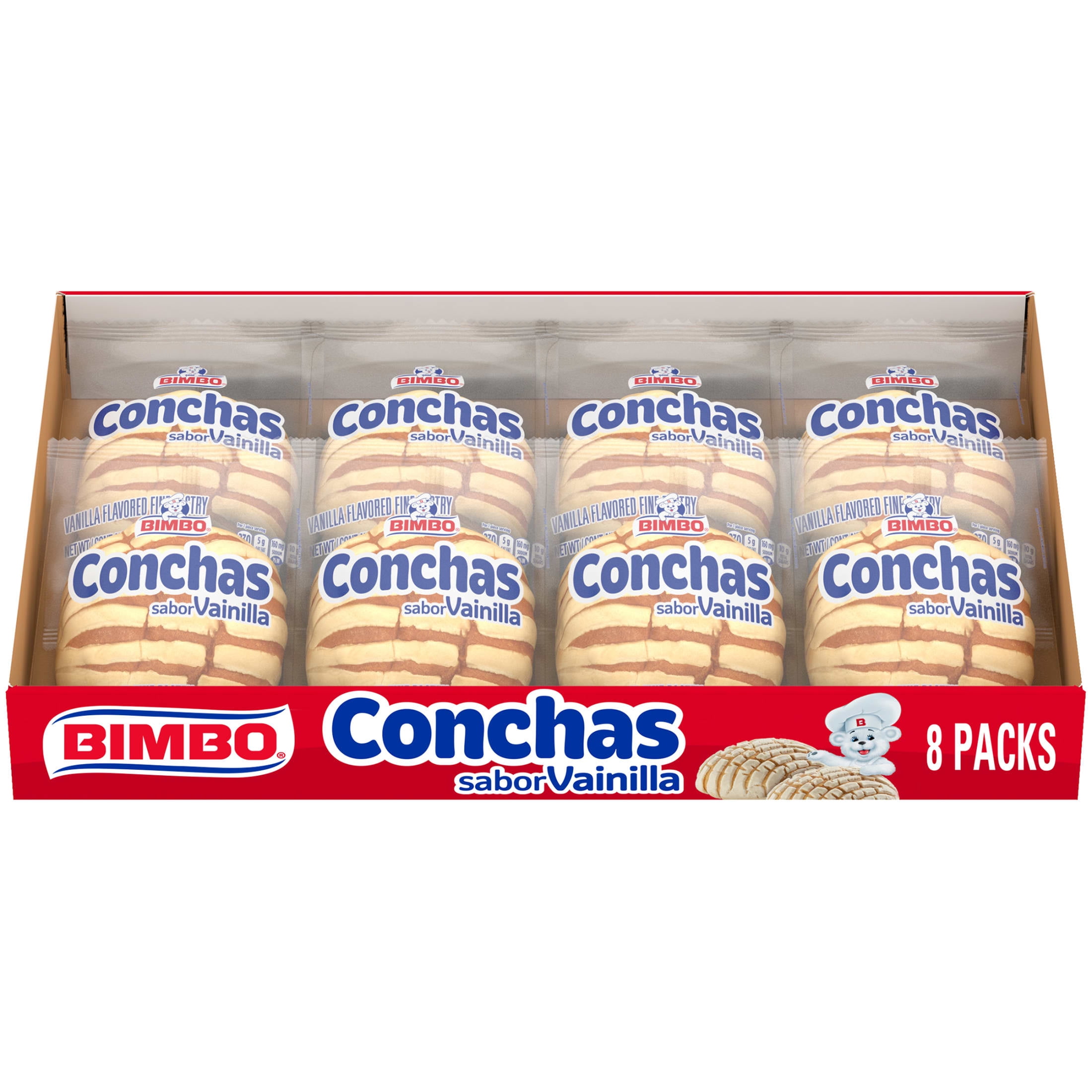 Bimbo Conchas Vanilla Pastry, 8 packs, Pastries, 16.96 oz Box