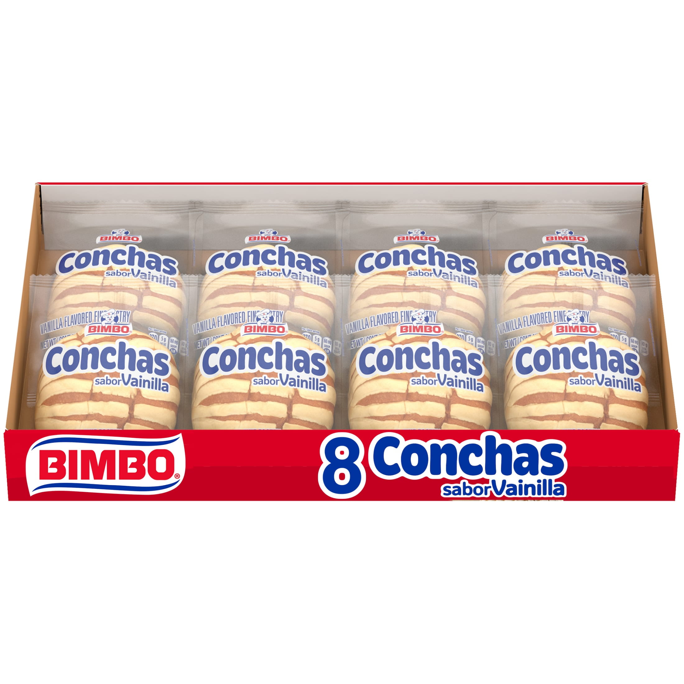 Bimbo Conchas Vanilla Pastry, 8 packs, Pastries, 16.96 oz Box