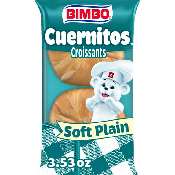 Bimbo Cuernitos Plain Croissants, 2 count, Croissants, 3.53 oz Bag