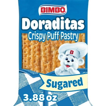 Bimbo Doraditas Sugared Crispy Puff Pastry, Pan de Hojaldre, 3.88 oz, Pastries, Bag