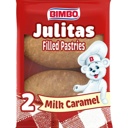 Bimbo Julitas Milk Caramel Filled Pastries, 2 Count, Sweet Empanadas, 2.82 oz Pouch