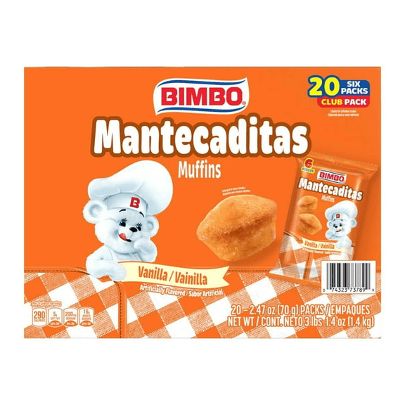 Bimbo Mantecaditas Vanilla Muffins, Bite Size, 20 pk.