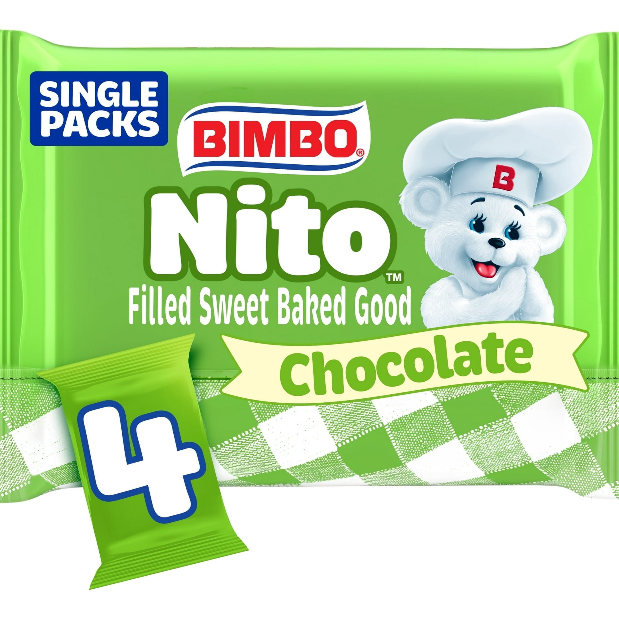 Good Multipack Bimbo Nito Chocolate Crème Filled Sweet Baked Good, 4 packs, Eclairs, 8 ...