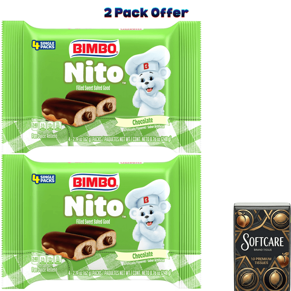 Bimbo Nito Chocolate Crme Filled Sweet Baked Good, 4 packs, Eclairs, 8.76 oz