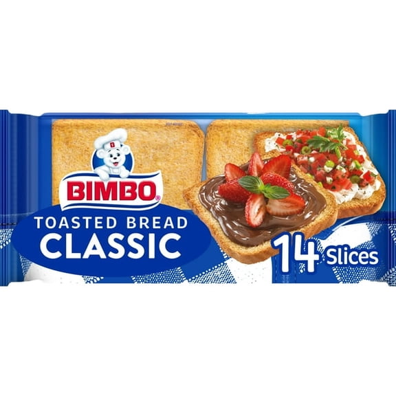 Bimbo Pan Tostado Classic Toasted Bread, 14 count, White Toasted Bread, 7.41 oz Bag (Pack of 6)