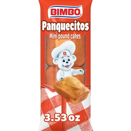 Bimbo Panquecitos Plain Pound Cakes, 2 count, Mini Pound Cakes, 3.53 oz Wrapper