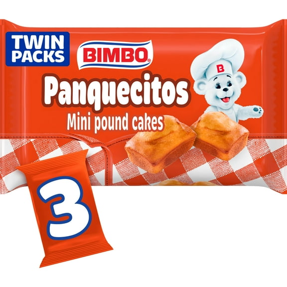 Bimbo Panquecitos Plain Pound Cakes, 3 twin packs, Mini Pound Cakes, 10.59 oz Tray