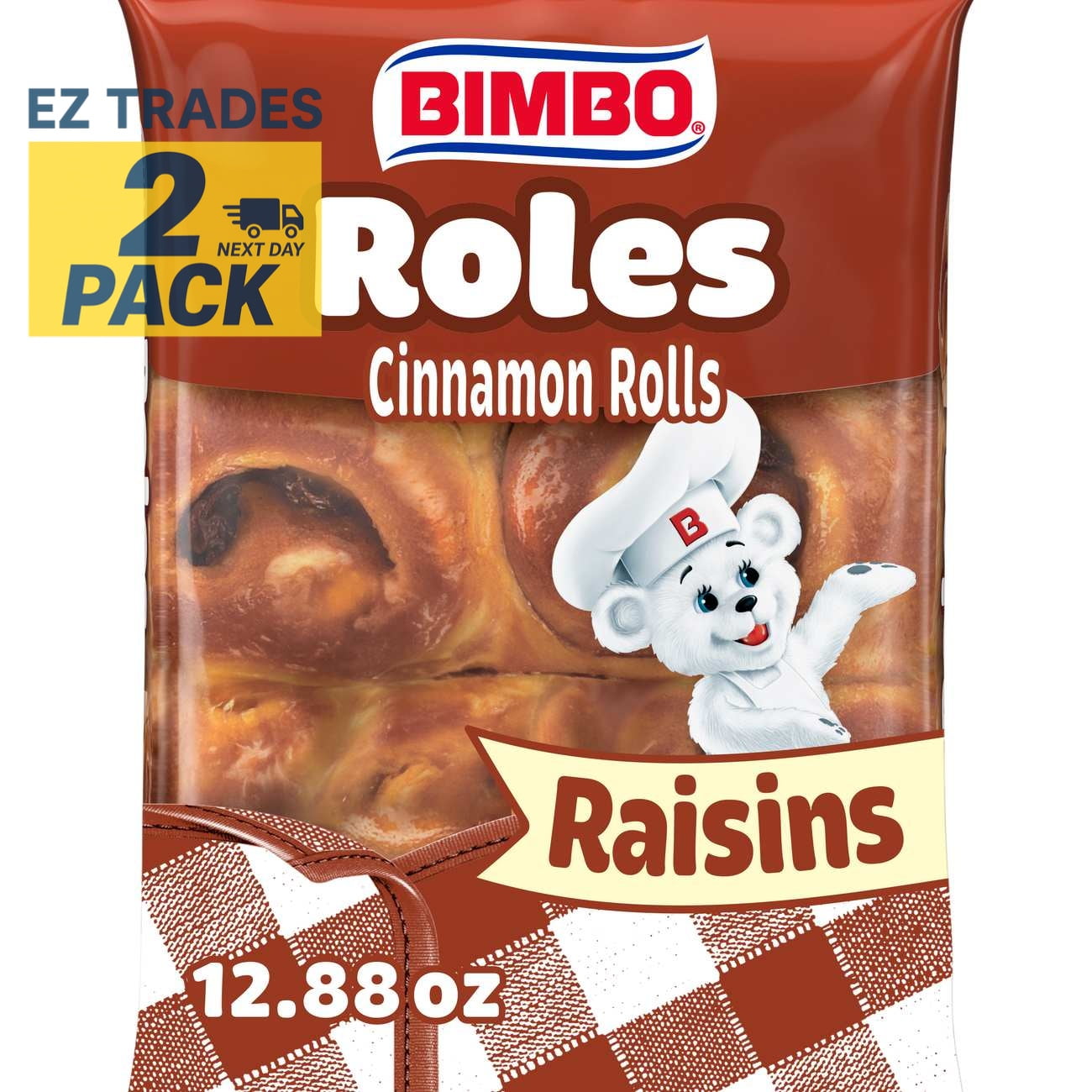 Bimbo Roles de Canela con Pasas Cinnamon Rolls with Raisins, 6 ct pack of 2, Cinnamon Rolls with Raisins, Bimbo Cinnamon Rolls, Raisin Rolls, 6 ct, pack of 2, ship from EZ Trades