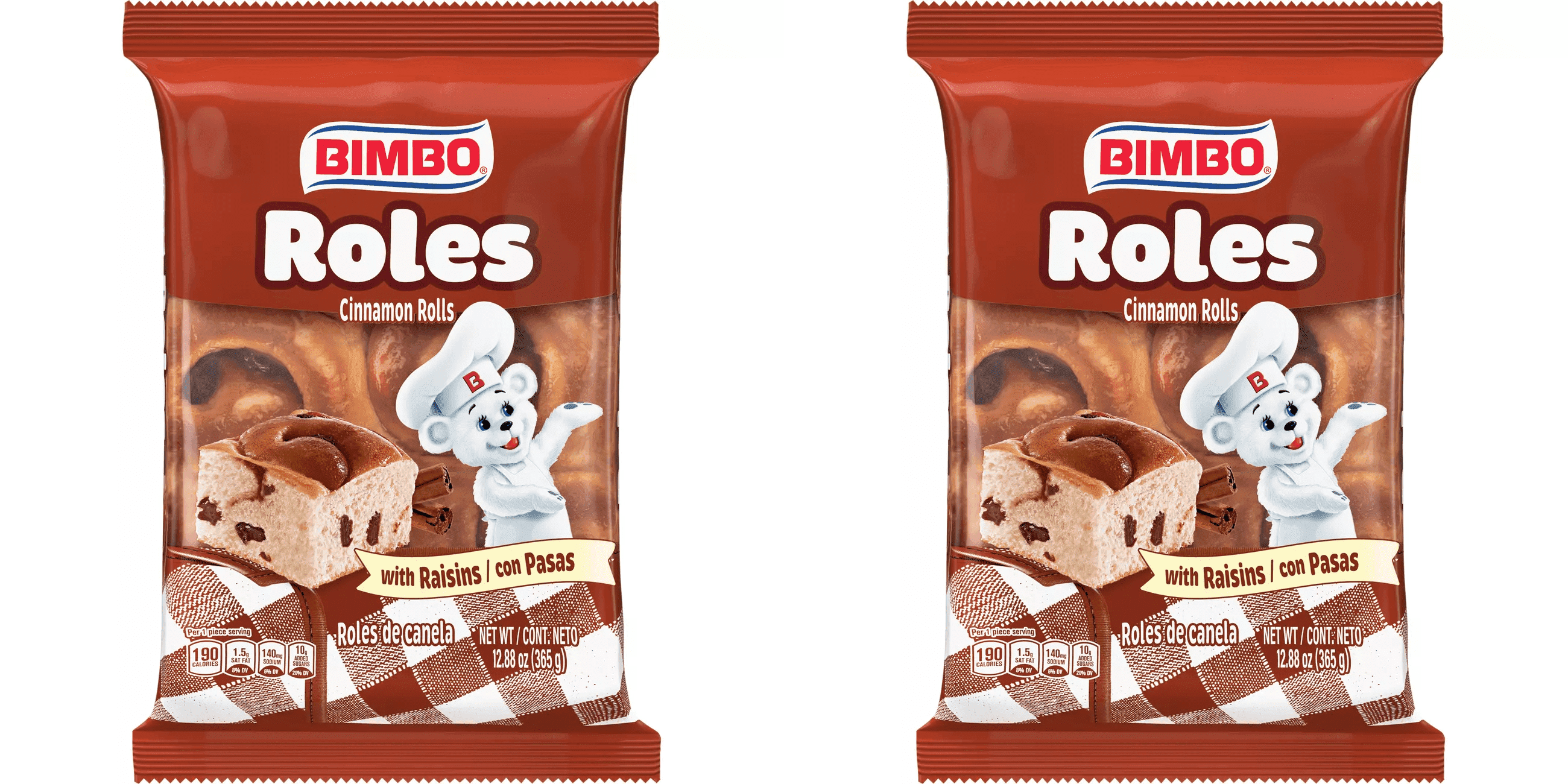 Bimbo Roles de Canela con Pasas Cinnamon Rolls with Raisins, 6 ct pack of 2, Cinnamon Rolls with Raisins, Bimbo Cinnamon Rolls, Raisin Rolls, Sweet Snacks, Pack of 2