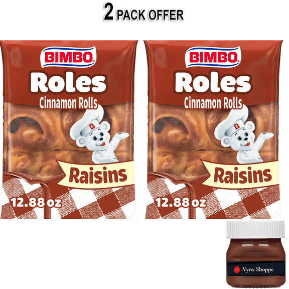 Bimbo Roles de Canela con Pasas Cinnamon Rolls with Raisins, 6 count, Pastries, 12.88 oz Bag