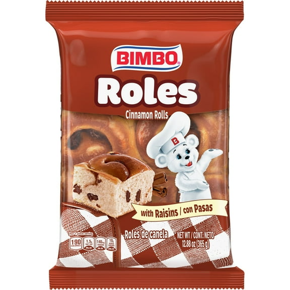 Bimbo Roles de Canela con Pasas Cinnamon Rolls with Raisins - 6 ct (Packaging May Vary)