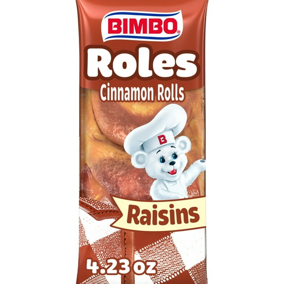 Bimbo Roles de Canela con Pasas Raisin Cinnamon Rolls, 2 count, Pastries, 4.23 oz Bag