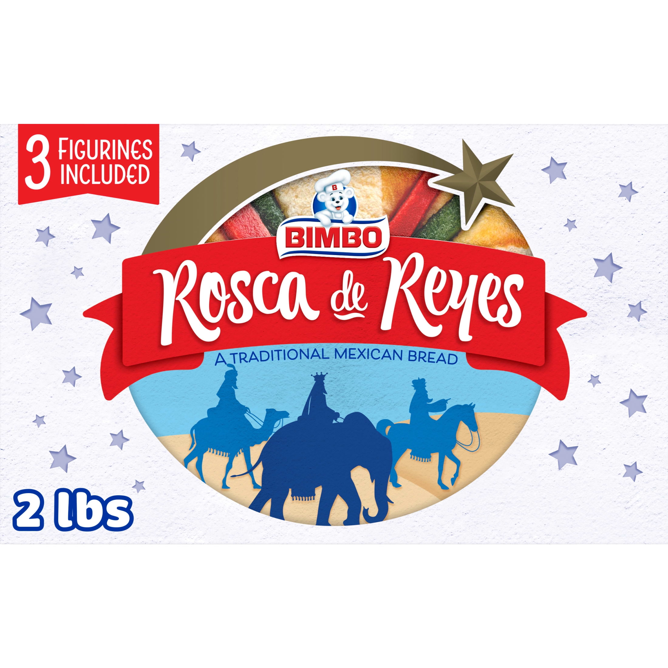 Bimbo Rosca de Reyes Sugar Ring Sweet Bread, 40.57 oz, Sweet Ring Bread, Box
