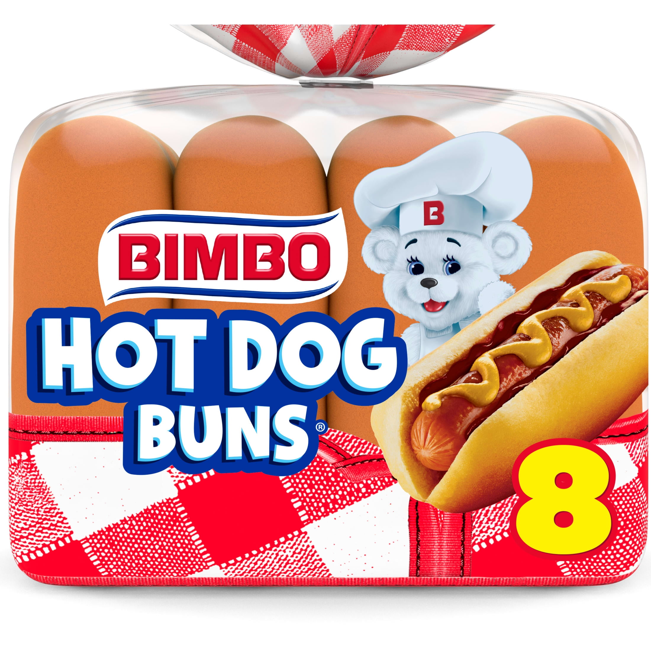 Bimbo White Hot Dog Buns, 8 count, Hot Dog Buns, 14 oz Bag
